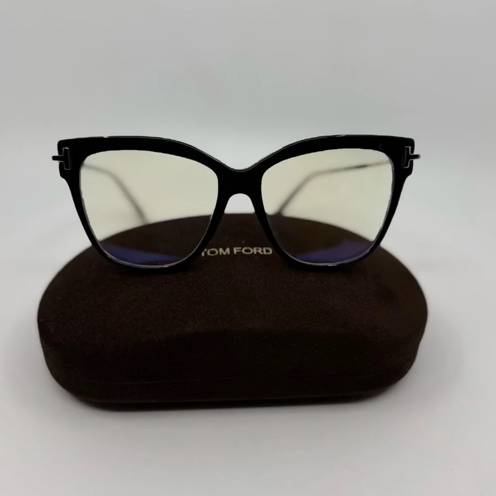 Tom Ford Black Square Cat eye Frame, Blue Blockers Computer Lenses New in Box!